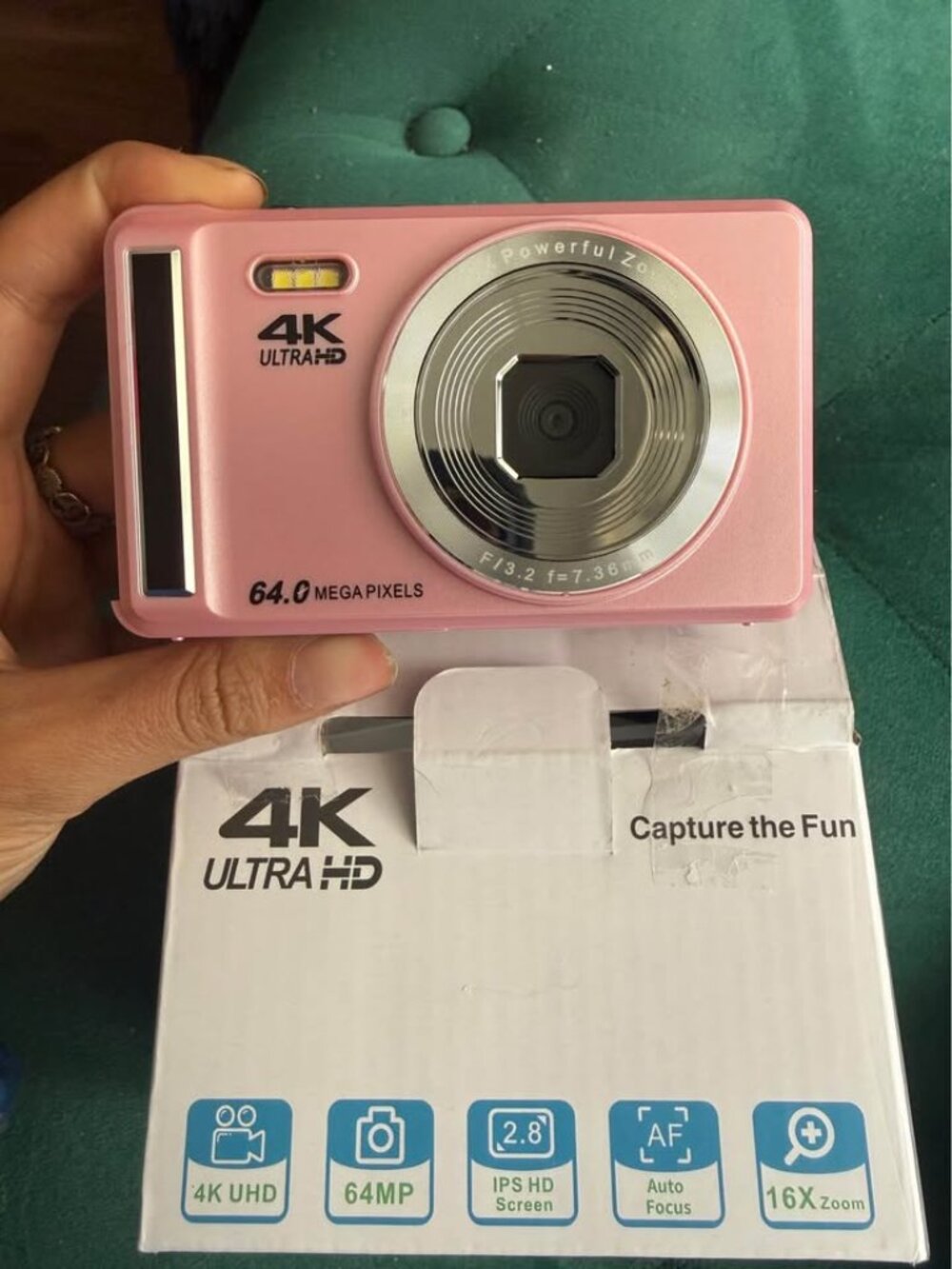 Pink 4K Ultra HD Digital Camera 64MP NEVER USED